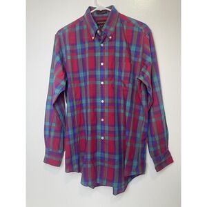 Chaps Ralph Lauren Men's Plaid Button Down Shirt Red Blue White Size M
